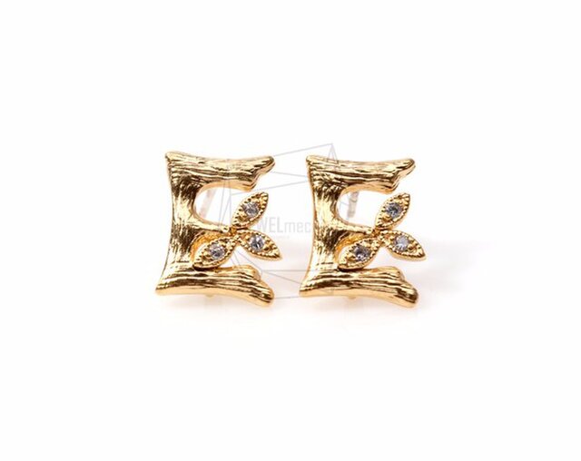 ERG-095E-MG【2個入り】イニシャルEピアス,CZ Initial E Ear Postの画像1枚目