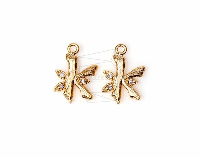 アクセサリー k PDT-446K-MG【2個入り】キュービックジルコニアイニシャルK