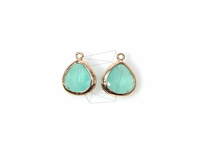 GLA-045-G【2個入り】トライアングルグラスチャーム,Triangle Framed Stone Charmの画像1枚目