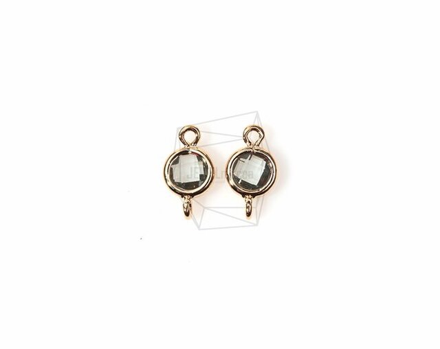 GLA-056-G【2個入り】ラウンドガラス コネクタ,Round Framed Stone Connectorの画像1枚目