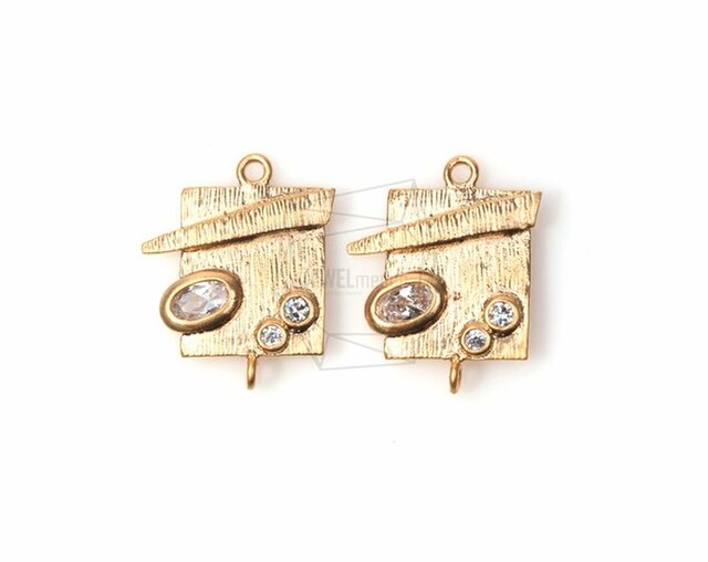 PDT-535-MG【2個入り】スクエアチャーム,CZ Square Pendant/ 14mm x 18mmの画像1枚目