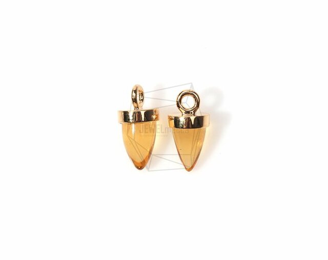 GLA-059-G【2個入り】ラウンドコーンガラス,Round Cone Glass Charm(Champagne)の画像1枚目