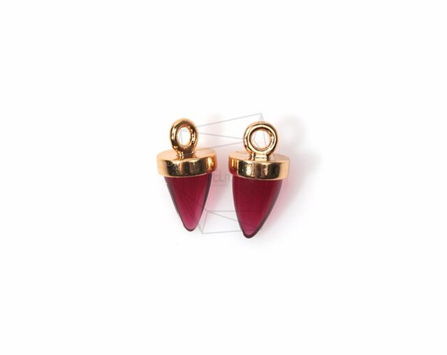 GLA-062-G【2個入り】ラウンドコーンガラス,Round Cone Glass Charm(Ruby)の画像1枚目