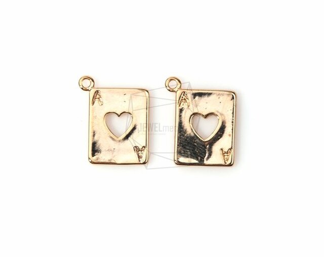 PDT-613-G【4個入り】エースハートカードペンダント,Ace Heart Card Shape Pendantの画像1枚目