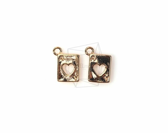 PDT-614-G【4個入り】スモエースハートカードペンダント,Ace Heart Card Shape Pendantの画像1枚目