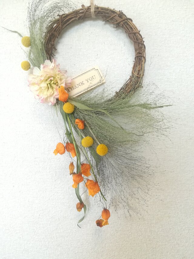 [送料無料]ドライフラワーリース◆揺れるサンダーソニアと、と、