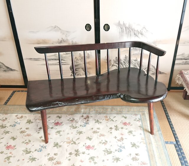 欅(けやき)一枚板　ベンチ 送料無料】一枚板ケヤキのベンチ 拭き漆仕上げ【一点物】 | iichi 日々