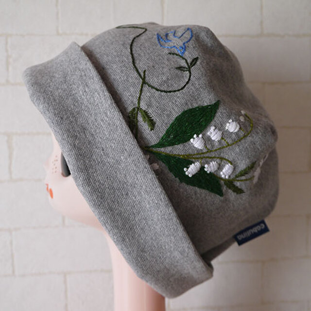 ゆうこりん様ご注文品コットン素材で作ったニット帽（スズラン）