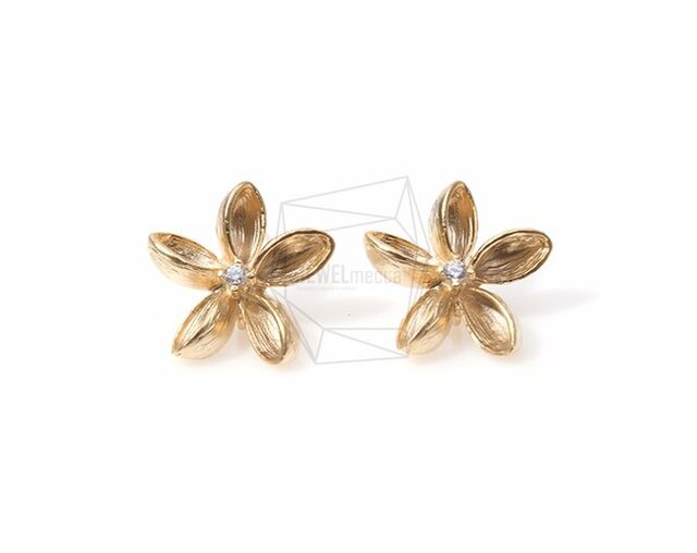 ERG-166-MG【2個入り】フラワーピアス,Jewel Flower Ear Postの画像1枚目