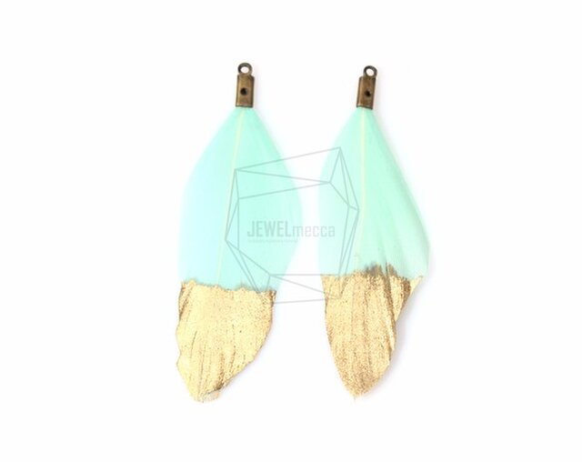 BSC-041-G【5個入り】ダックフェザーチャーム,Gold Dipped Duck Feather Charmの画像1枚目
