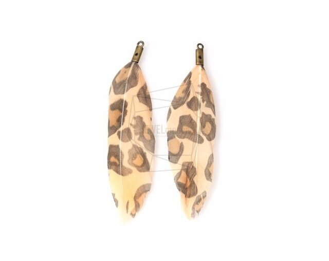 BSC-042-G【5個入り】ヒョウ柄ダックフェザーチャーム,Leopard Color Duck Featherの画像1枚目