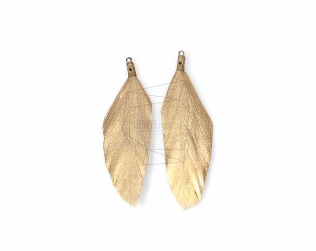 BSC-045-G【5個入り】ダックフェザーチャーム,Gold Color Duck Feather Charmの画像1枚目