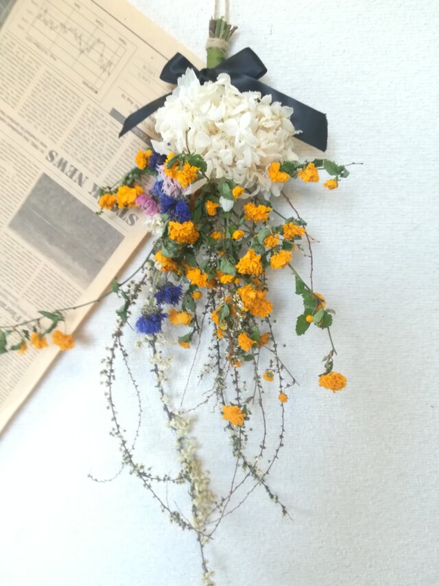 [送料無料]ドライフラワースワッグ◆ヤマブキと、