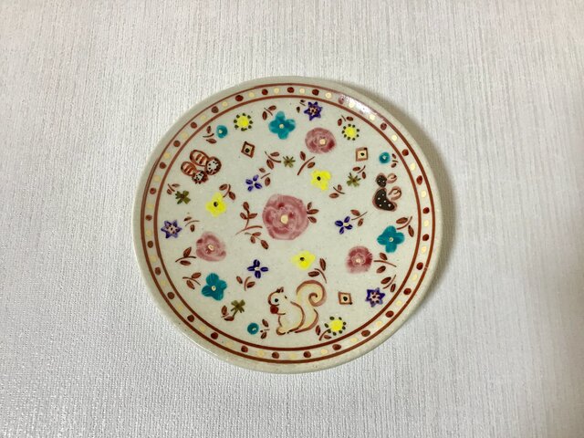 ざおうの森・とっても使いやすい丸皿・リス・ピンクの画像1枚目