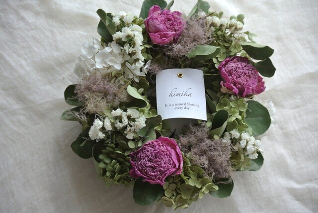 芍薬とアナベルのwreath.hkの画像1枚目
