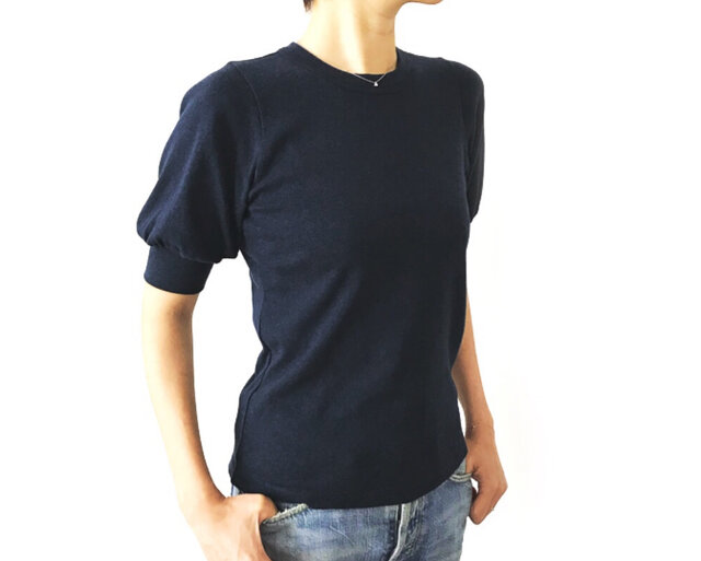 日本製オーガニックコットン 形にこだわった 大人のギャザー袖Tシャツ【サイズ・色展開有り】の画像1枚目