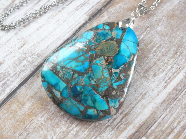 ネックレス 海の欠片のような彩り シーセディメントジャスパー