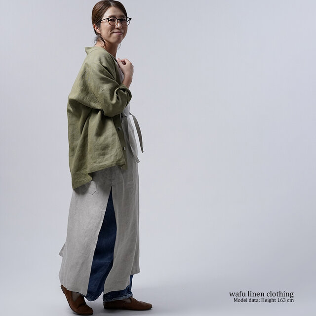 wafu / リネンカーディガン】オールシーズン使える羽織もの /柳染