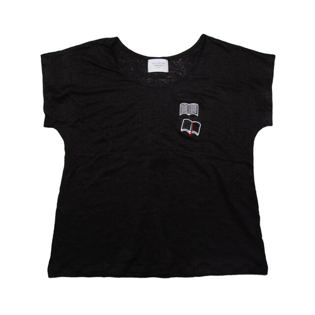 ボディーから当店オリジナル！本２冊　刺しゅう Ｔシャツ　リネン100%サラサラ　レディースフリー　Tcollector