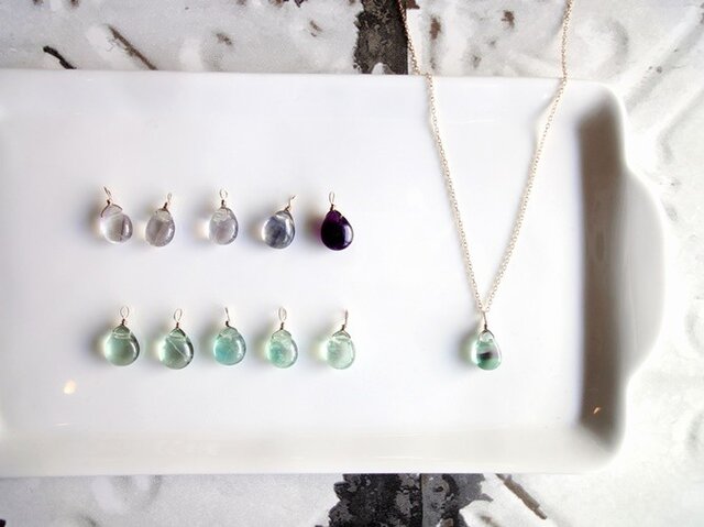 【受注生産】Necklace■Drop Fluorite S size■14KGFの画像1枚目
