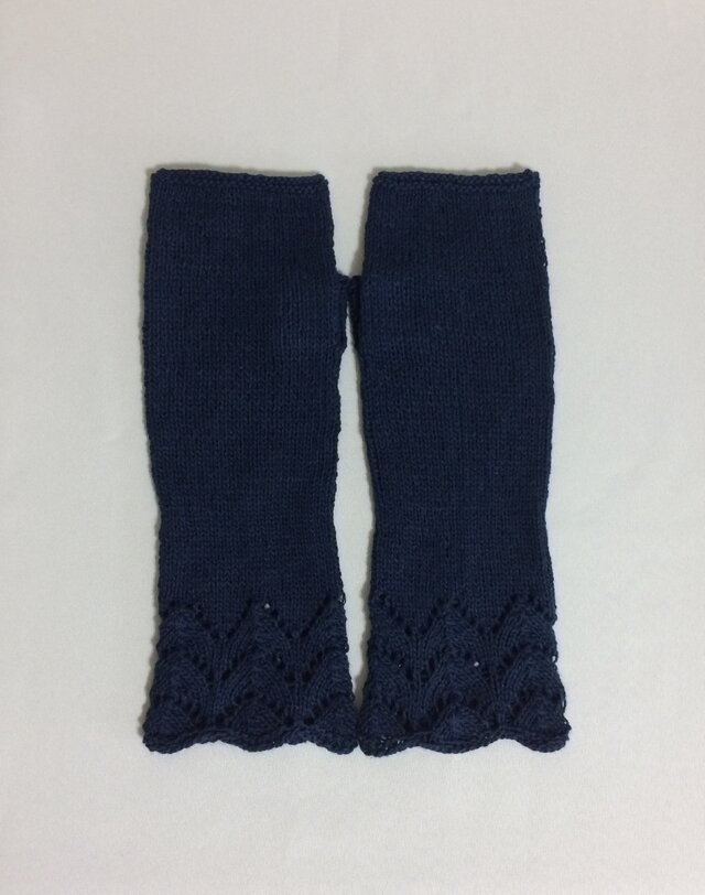 春夏向きコットンリネンのハンドウォーマー ネイビー