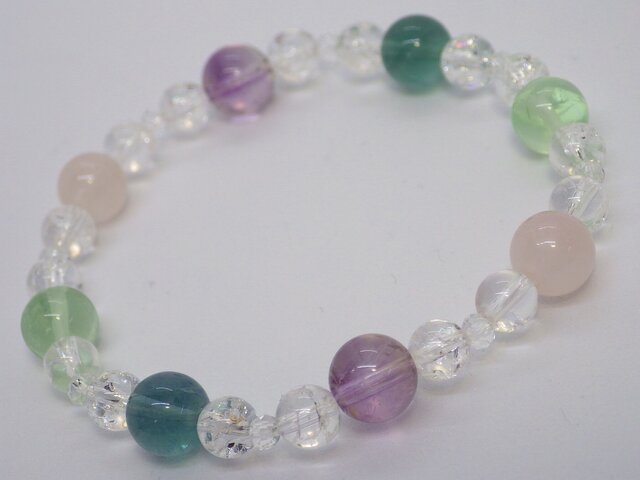 ローズクォーツ+アメジスト+フローライト＋クラッククォーツ＋水晶