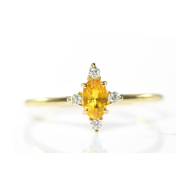 K18 イエローカラー サファイア×ダイヤ リング BZ003　