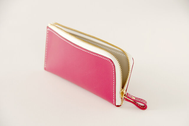 牛ヌメ革 L字ペンケース ピンク | iichi 日々の暮らしを心地よくする