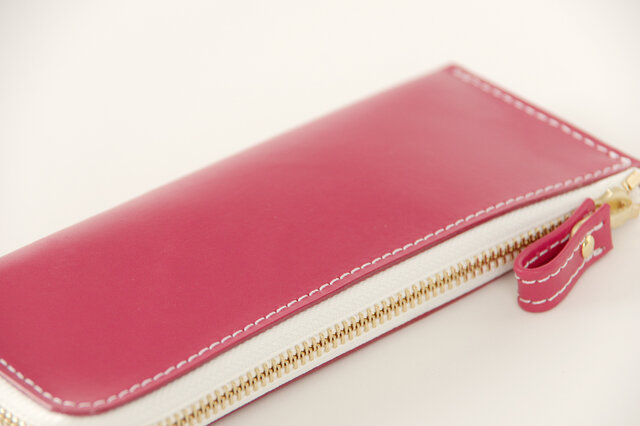 牛ヌメ革 L字ペンケース ピンク | iichi 日々の暮らしを心地よくする