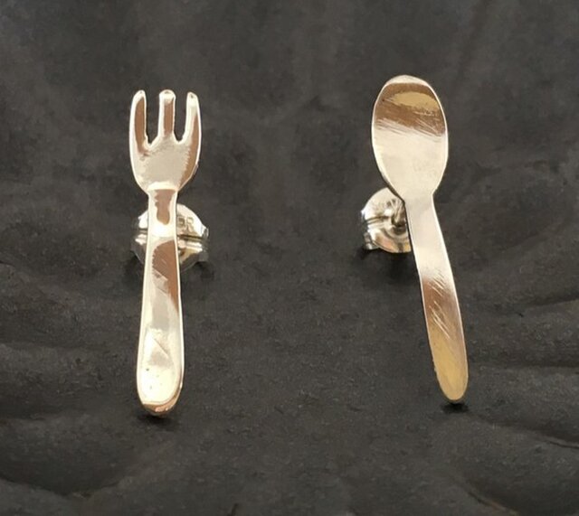 Little Fork & Spoon＊小さいフォーク＆スプーン Silverスタッドピアス