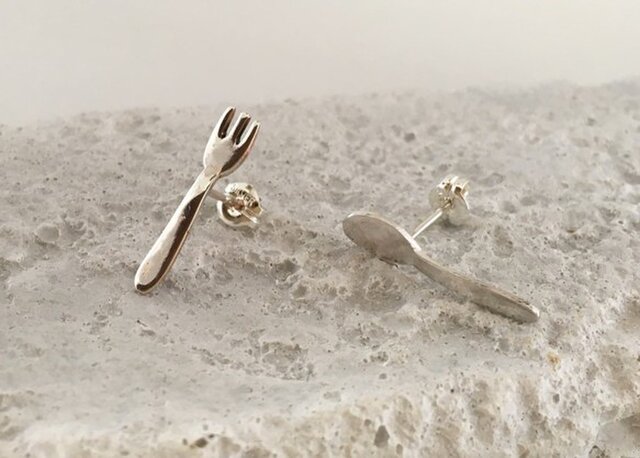 Little Fork & Spoon＊小さいフォーク＆スプーン Silverスタッドピアス