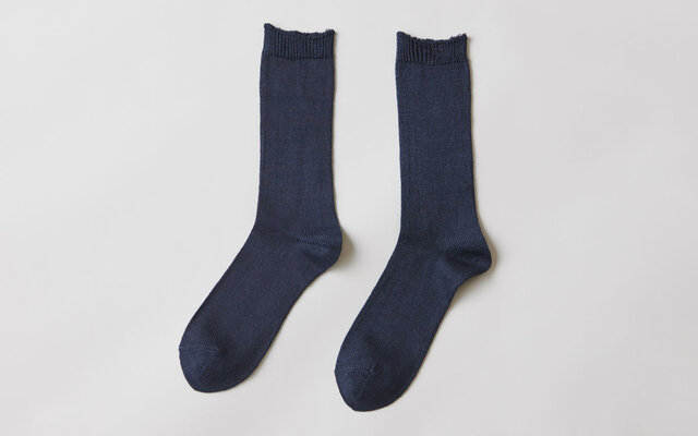 【再入荷】リネンニットソックス(ディープネイビー)メンズの画像1枚目