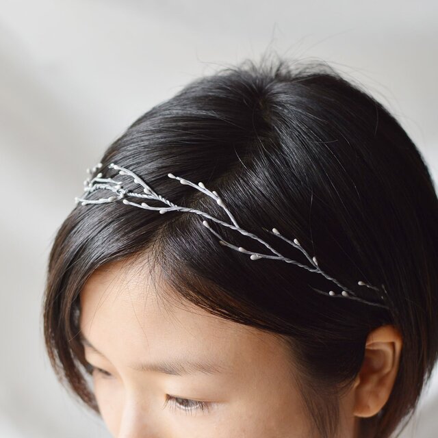 木の芽のカチューシャネックレス:グレーの画像1枚目