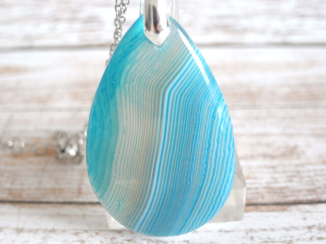 ネックレス ブルーオニキスアゲート ドロップ7 天然石 夏