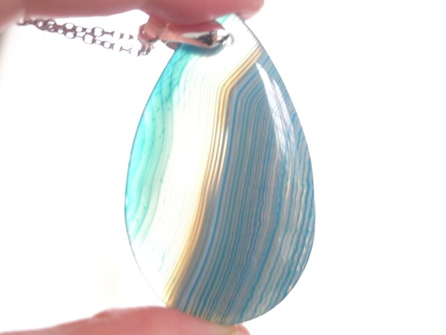 ネックレス ブルーオニキスアゲート ドロップ7 天然石 夏 ナチュラル