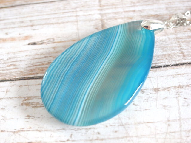 ネックレス ブルーオニキスアゲート ドロップ7 天然石 夏 ナチュラル