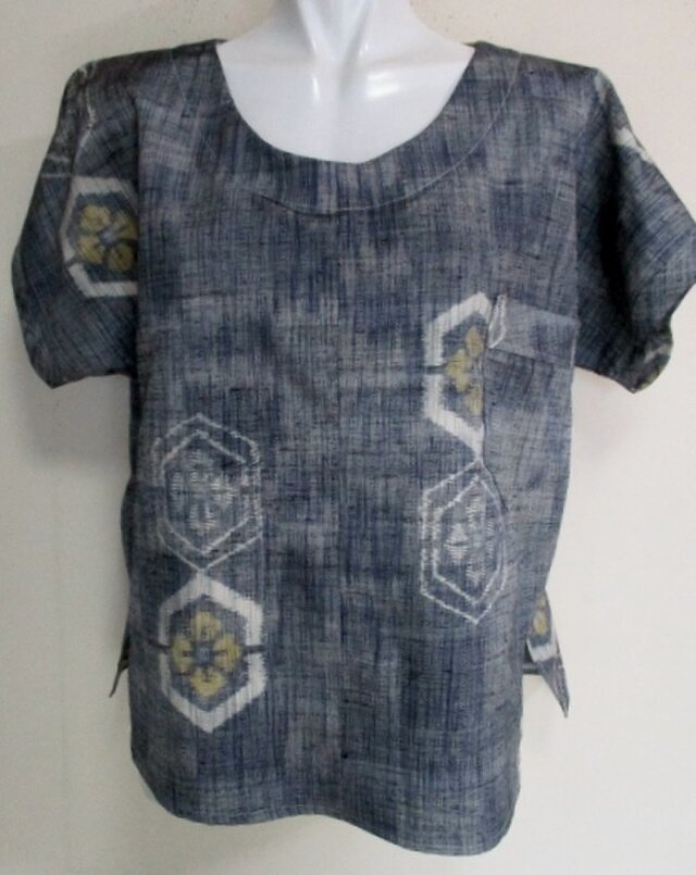 4289 #送料無料 紬で作ったプルーオーバー(Tシャツ)の画像1枚目
