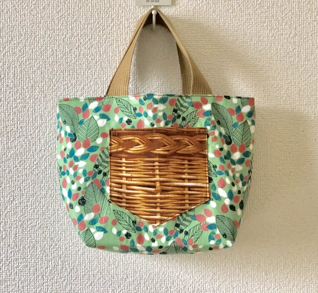 新作★reversible mini tote bag【leaf】の画像1枚目