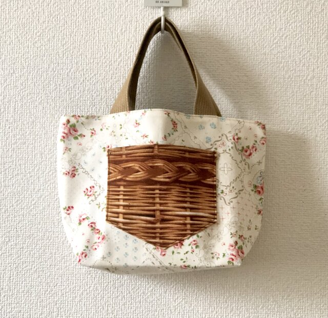 新作★reversible mini tote bag【rose】の画像1枚目