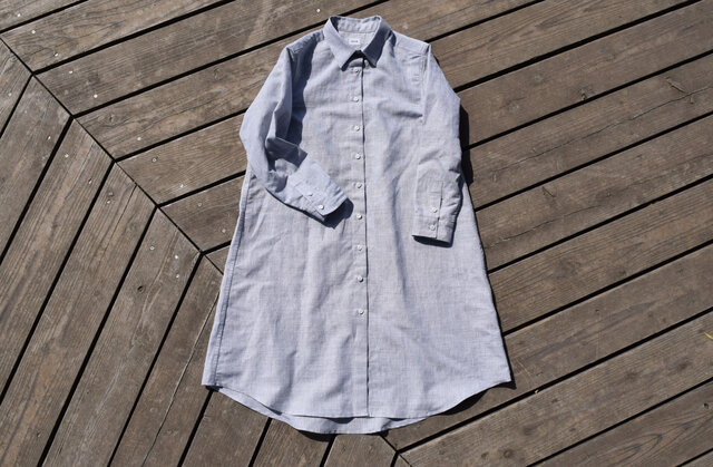 linen/cotton shirt onepiece 播州織 シャツワンピースの画像1枚目