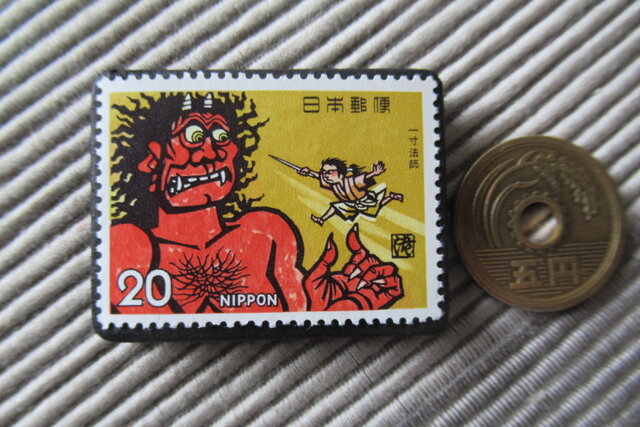 日本 童話「一寸法師」切手ブローチ 5218 | iichi 日々の暮らしを