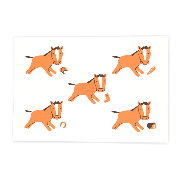 馬と馬具とにんじんと ポストカード3枚セット Iichi ハンドメイド クラフト作品 手仕事品の通販