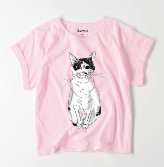 みーこ おすわり オーバーサイズtシャツ 猫 イラスト ゆったり ゆる
