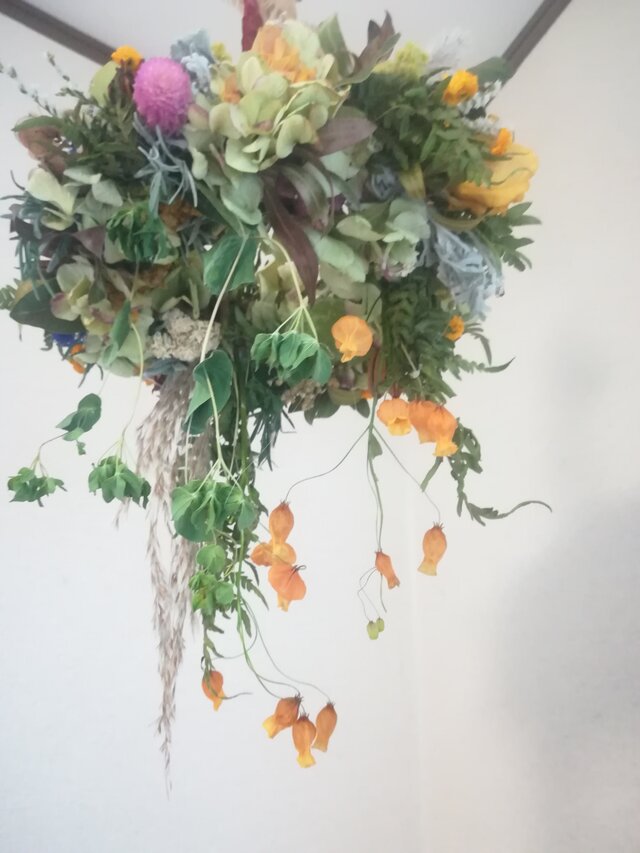 （送料無料）ドライフラワー+フライングリース揺れるサンダーソニアと、