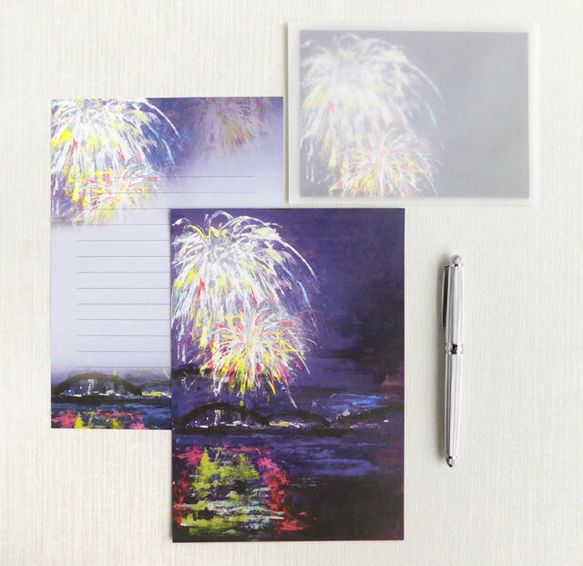 花火の風景レターセットの画像1枚目