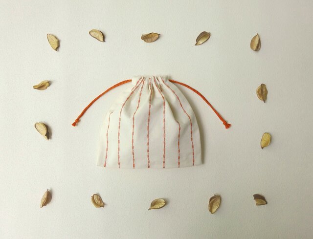 刺し子ストライプの巾着の画像1枚目
