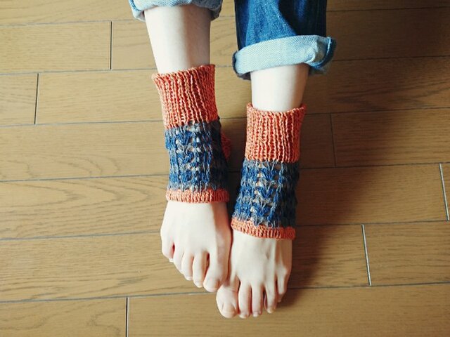 【受注制作】リネン&コットンのかかとソックス《クロッシェ》の画像1枚目