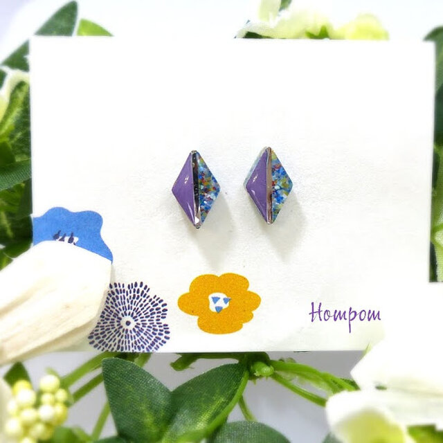 19p013・カラフル・ダイヤピアス ホムポム