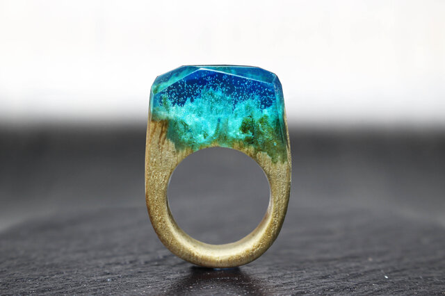【送料無料】Ocean floor ~Resin Wood Ring~の画像1枚目