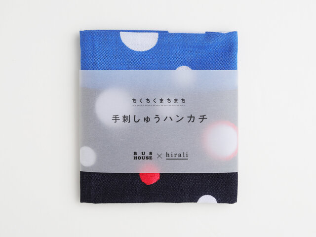 ちくちくまちまち 手刺しゅうハンカチ かさねの色目〜雪あられ〜の画像1枚目